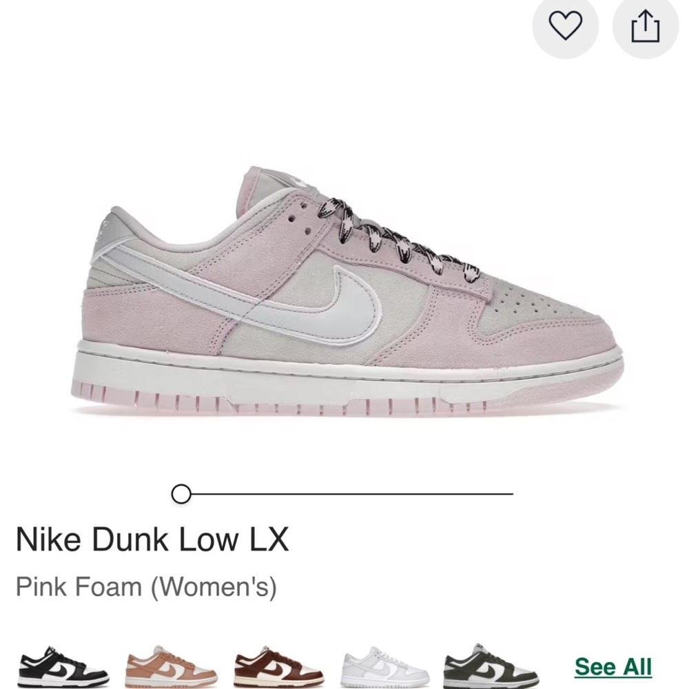 Nike Dunk Low LX Women's Sneakers - Pink and White Size 9